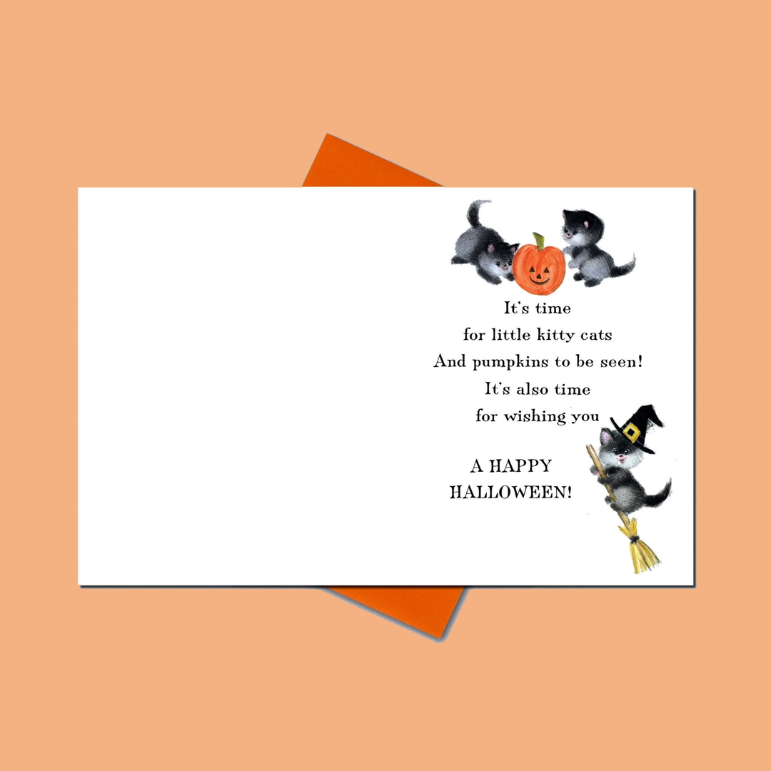 NEW Halloween Greeting Card- Kitten in Pumpkin