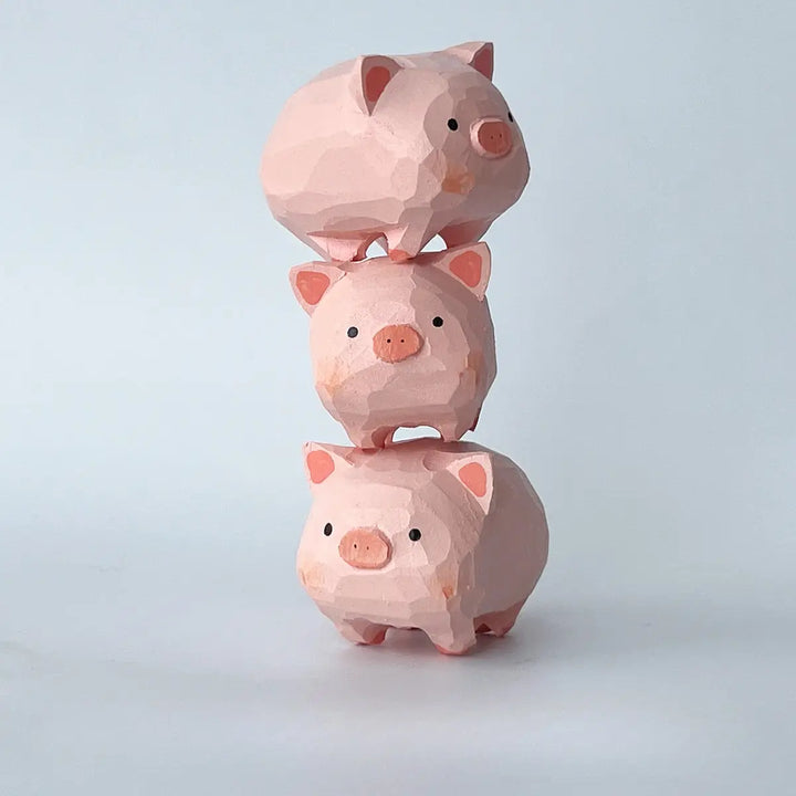 NEW! Handmade Wooden Animal- Pink Pig