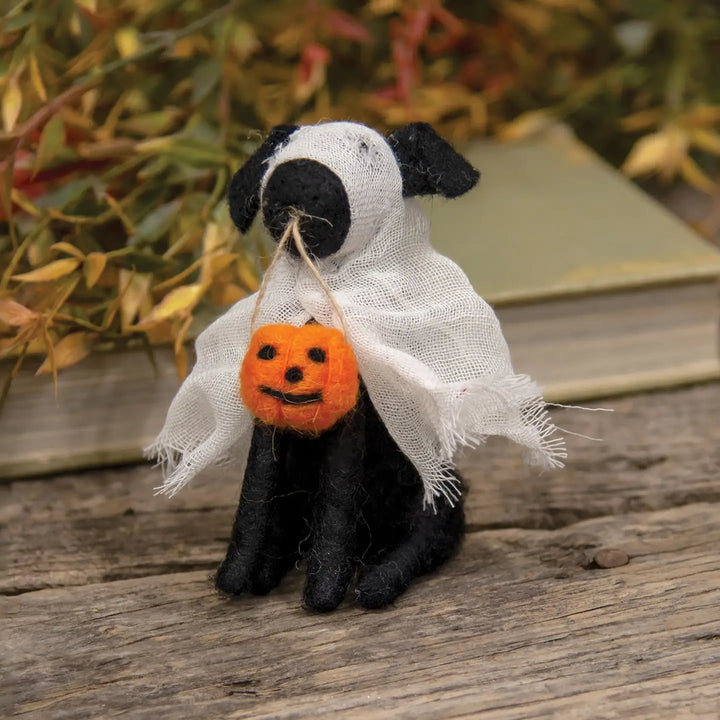 Felted Ghost Dog Ornament