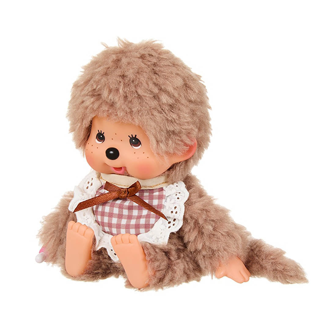 NEW Monchhichi Fluffy Sweet Brown w/Brown Bib Doll