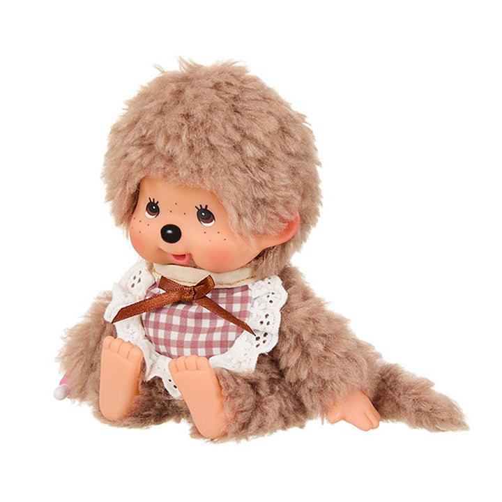 NEW Monchhichi Fluffy Sweet Brown w/Brown Bib Doll