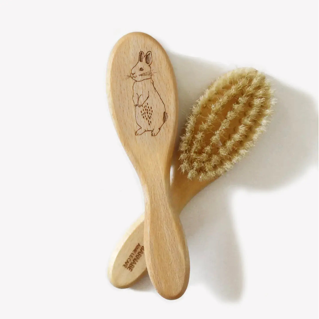 Baby Hairbrush Made of Wood and Silk Bristles : Rabbit