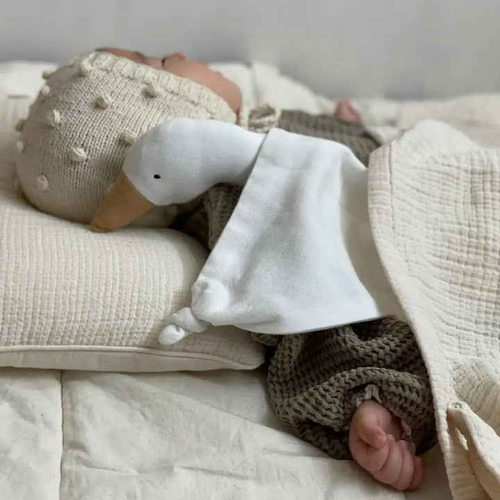 Organic Cotton Cuddle Cloth Goose with Pacifier Holder