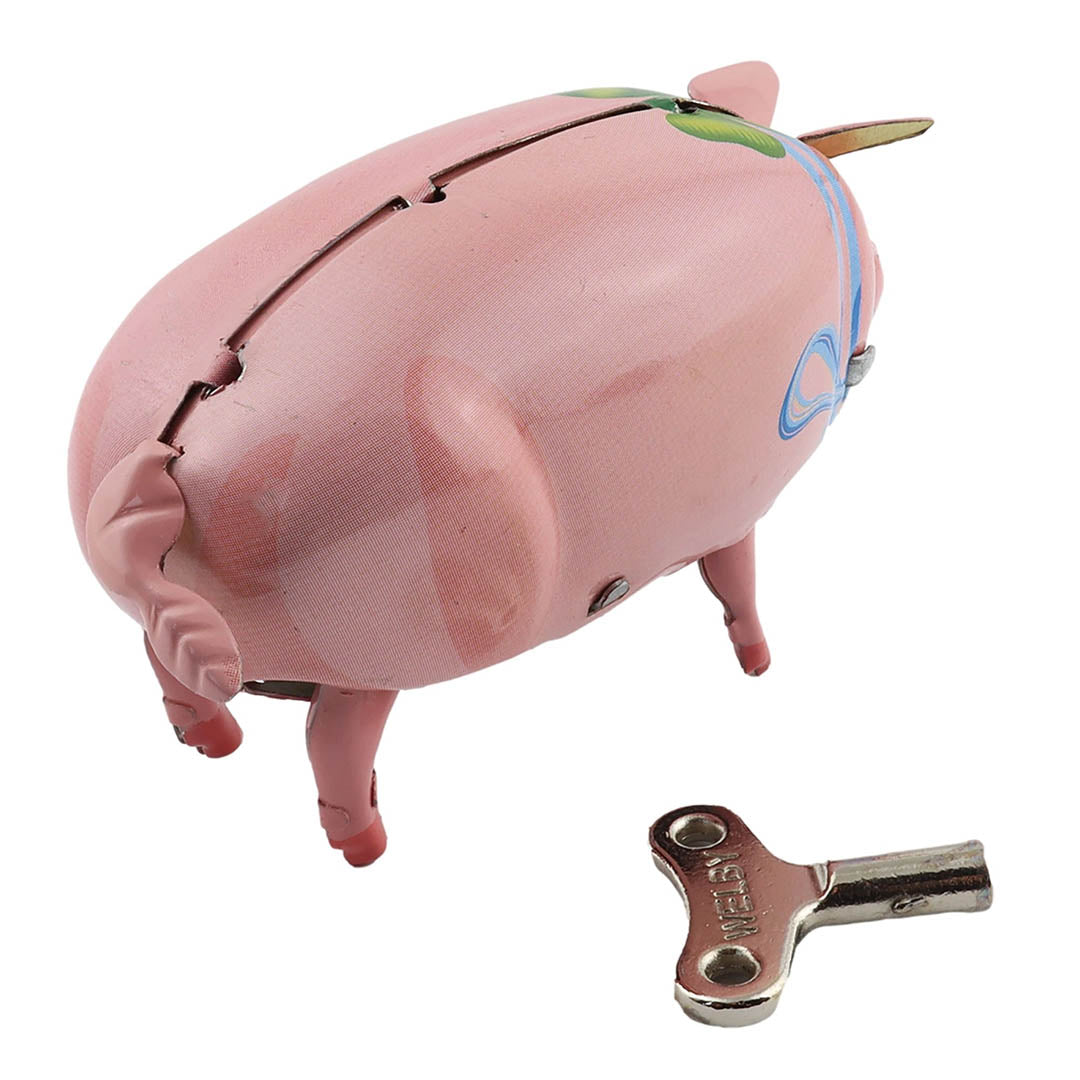 Retro Tin Toy Polly Pig - Blue Ribbon