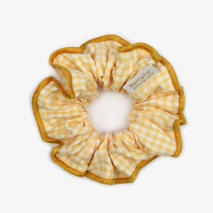 NEW Gingham Fabric Hair Scrunchie - Citron