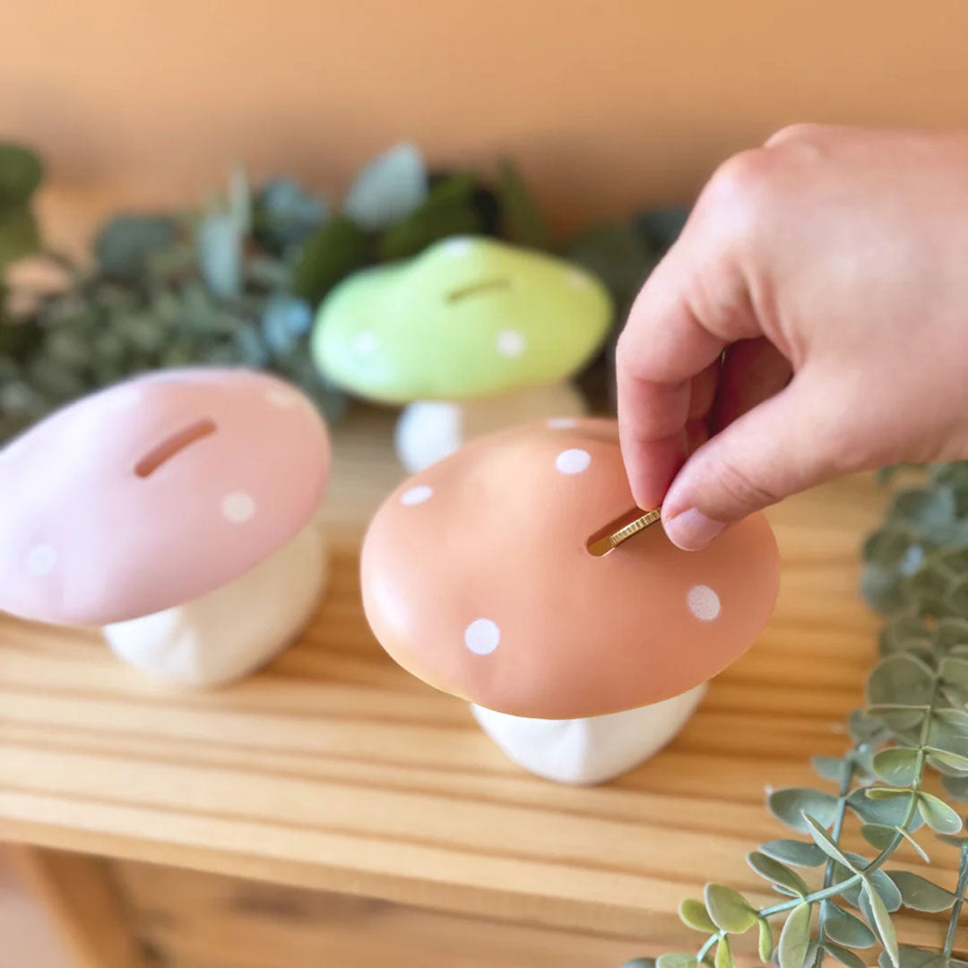 Mushroom Coin Bank - Pink
