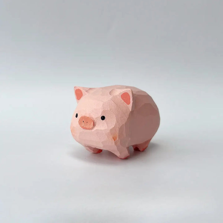NEW! Handmade Wooden Animal- Pink Pig