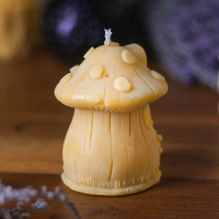 Toadstool Fairy House Beeswax Candle