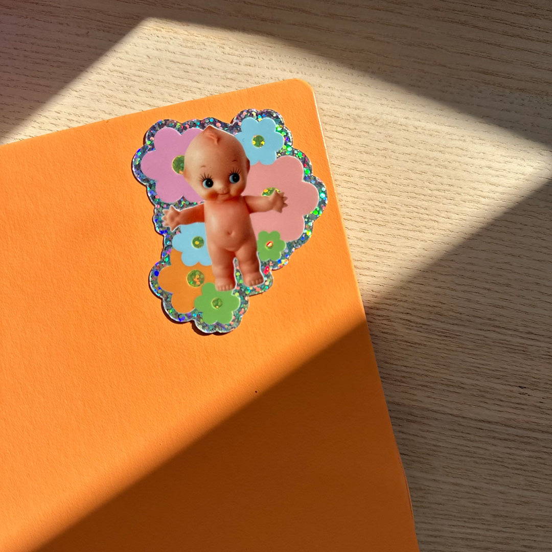 Kewpie Baby Vinyl Glitter Sticker