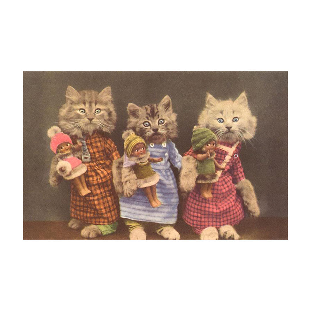 Postcard - Dressed Kittens with Dolls