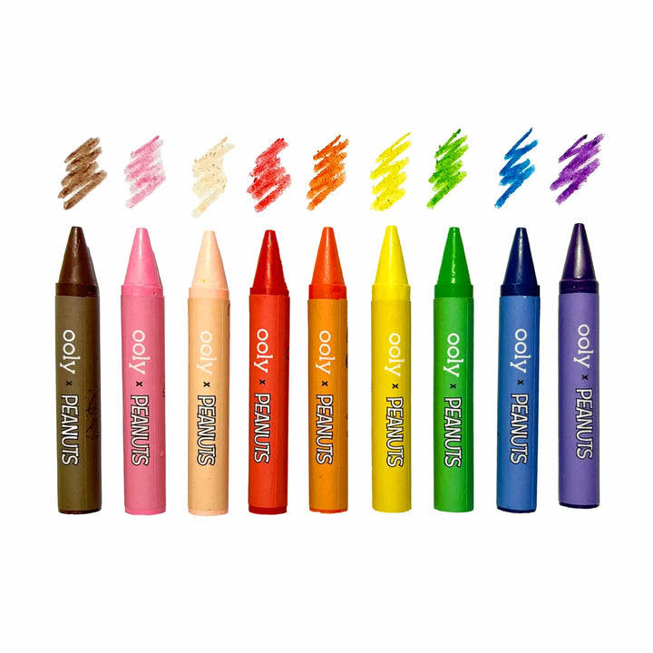 NEW OOLY X Peanuts: Snoopy School Coloring Travel Kit -9 Jumbo Crayons