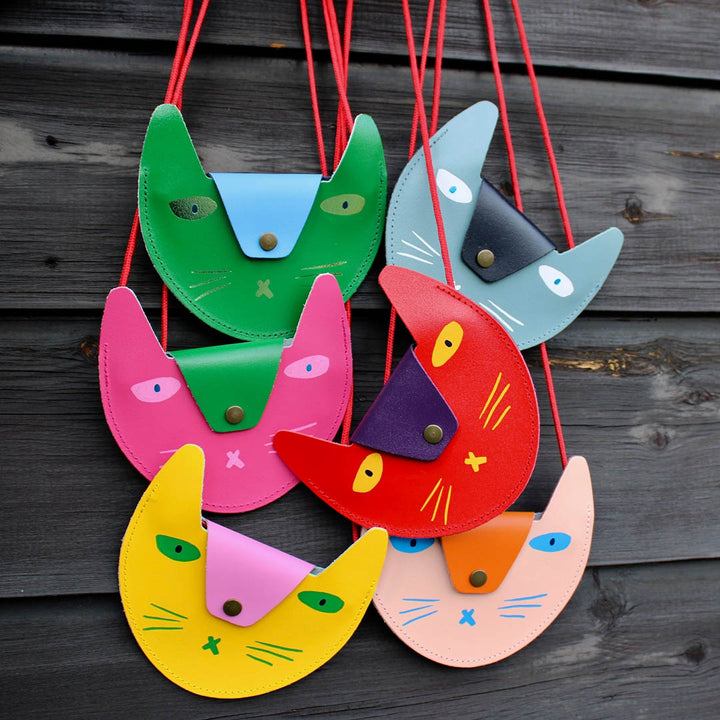 Cat Pocket Purse- Pink/Green