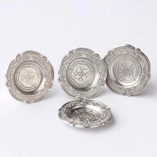 Dollhouse Miniatures: Pewter Plate Chargers Pack of 4