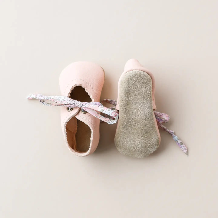Tie Baby Mary Janes in Blush