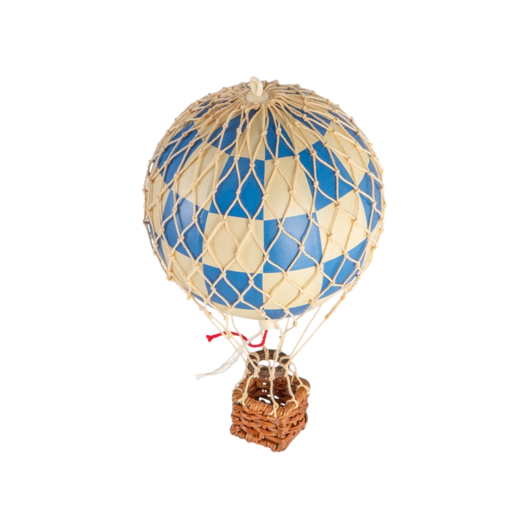 Hot Air Balloon Floating Hanging Mobile- Blue Checkered