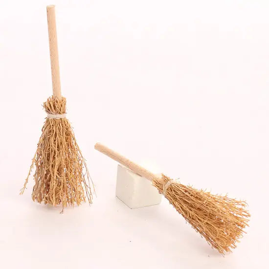 Dollhouse Miniatures:  Miniature Straw Brooms Pack of 2