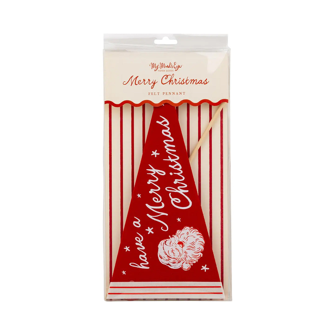 Red Santa Merry Christmas Felt Pennant