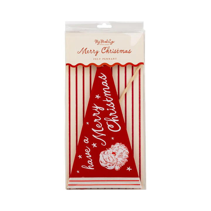 Red Santa Merry Christmas Felt Pennant