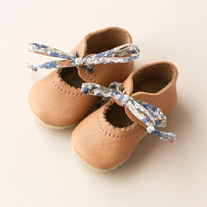 Tie Baby Mary Janes in Caramel