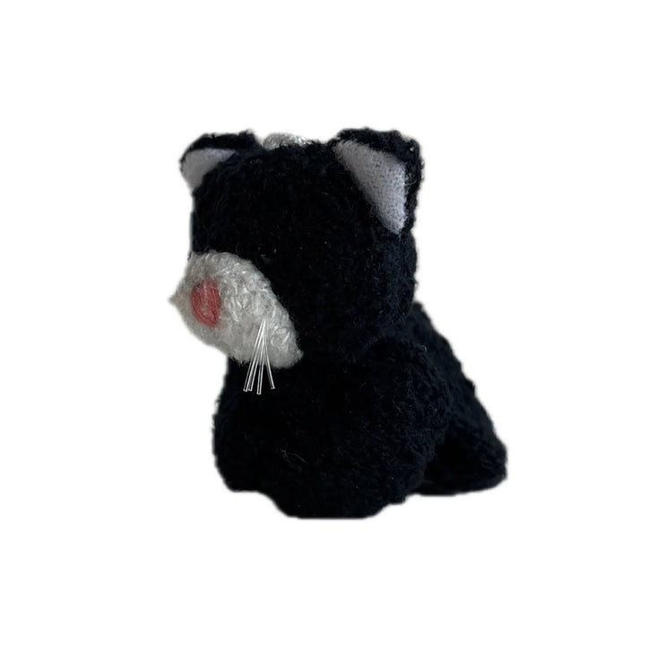 Dollhouse Miniatures: Stuffed Kitty Cat - Black/White