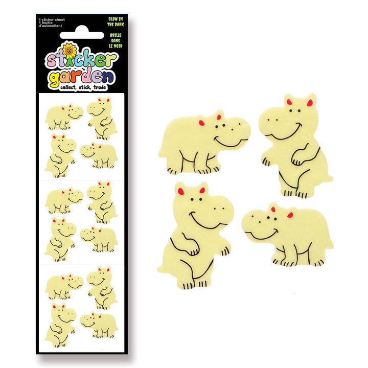 Glow in the Dark Hippo Stickers