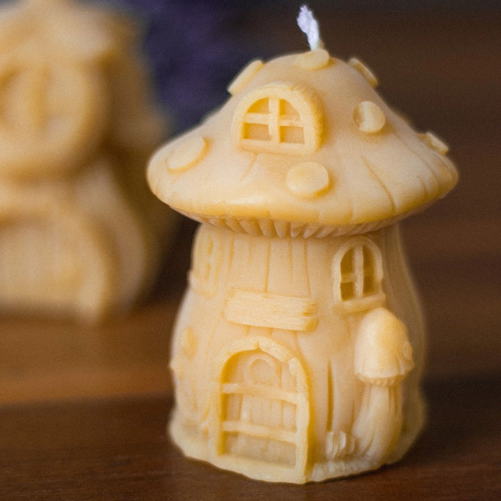 Toadstool Fairy House Beeswax Candle