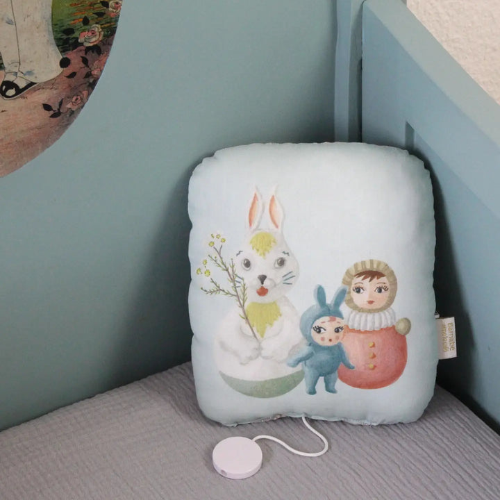 Vintage Illustration Cushion Music Box- #1 Blue