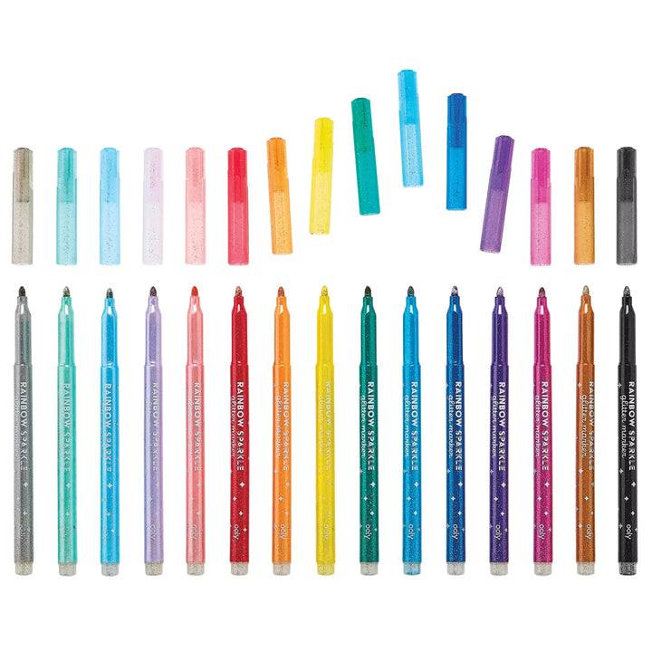 NEW Rainbow Sparkle Glitter Markers - Set of 15