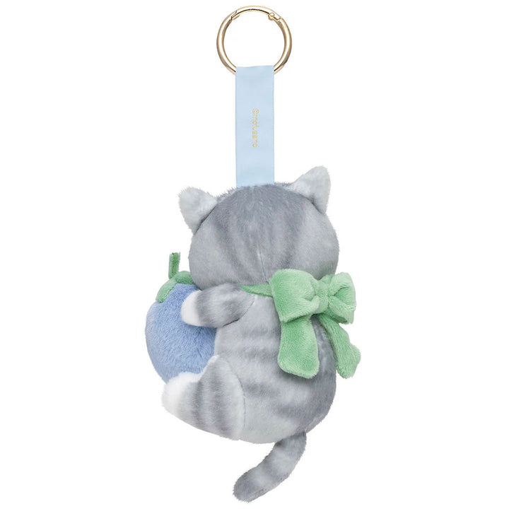 Mofusand Merci Strawberry Plush Keychain - Gray Cat with Strawberry