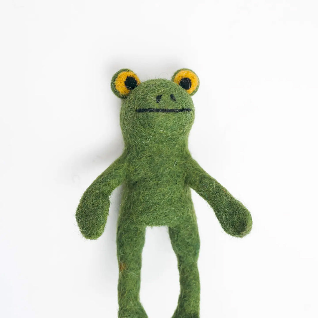 Wool Felt Finger Puppet- Green Frog