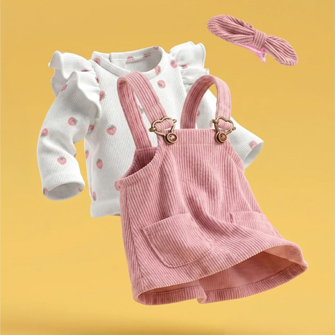 Lucky Kitty Plush Clothing Set: Vintage Rose