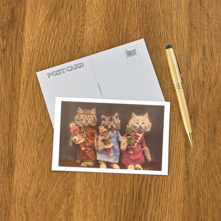 Postcard - Dressed Kittens with Dolls