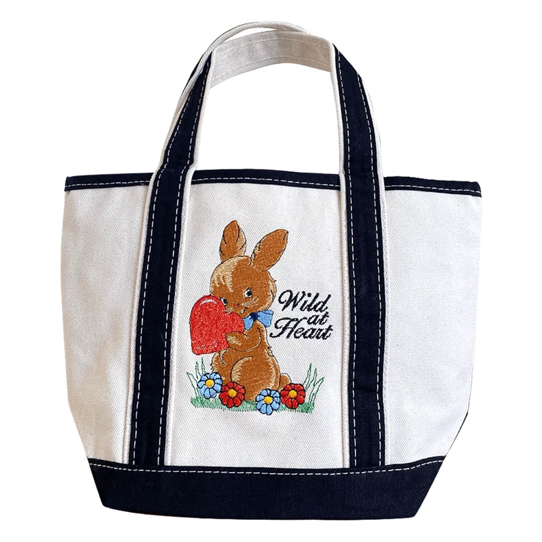 NEW Mini Canvas Tote Bag- Embroidered Wild at Heart