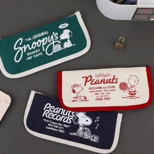 Peanuts Snoopy Slim Pencil Case - Green