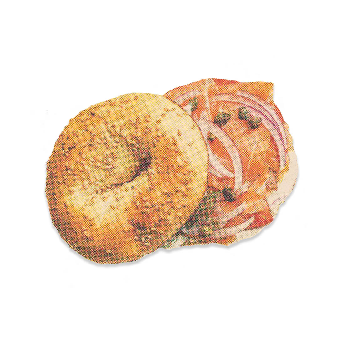 Retro NYC Bagel Postcard With Envelope & Concession Bag