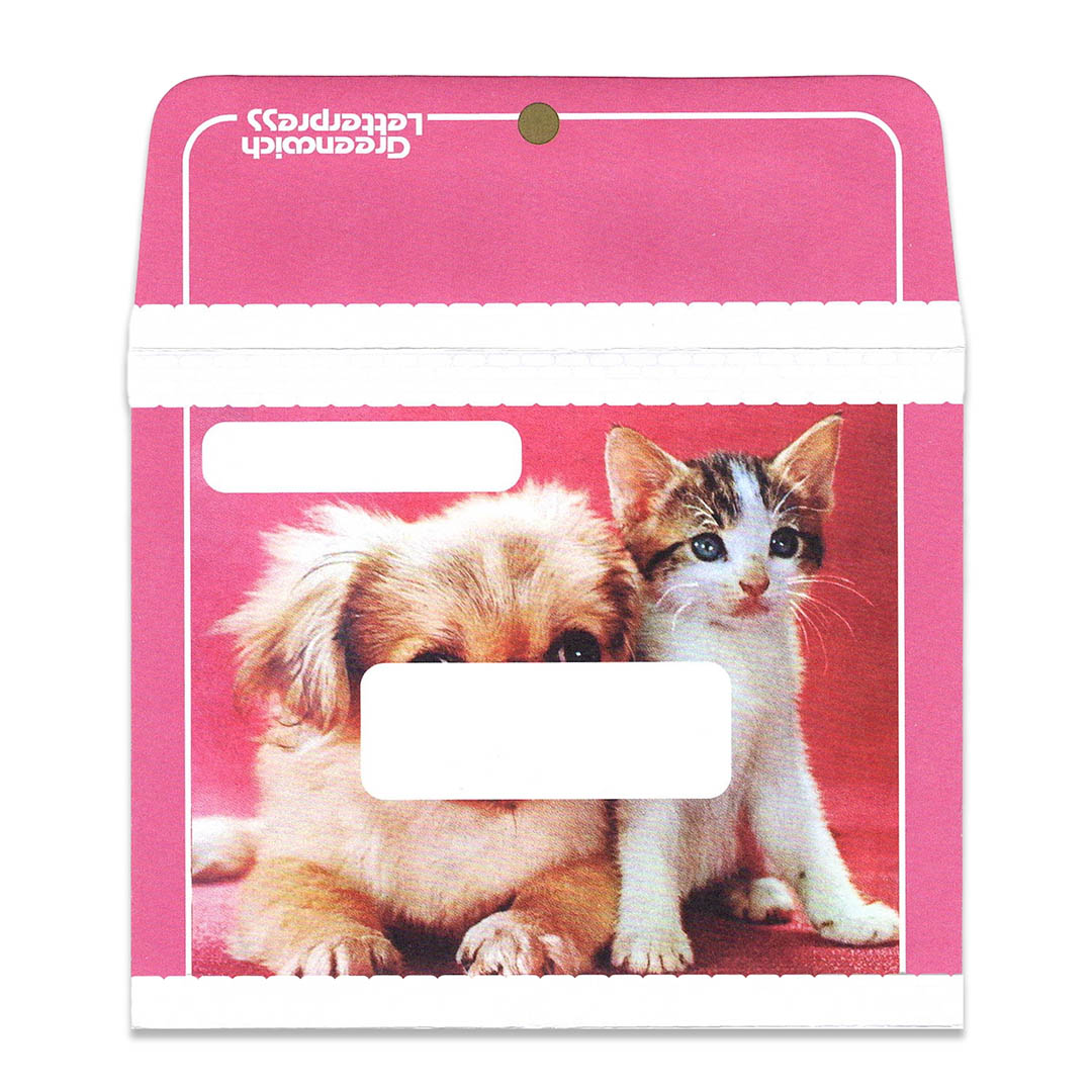 Pink Dog and Cat Friends – Envelope & Card Set