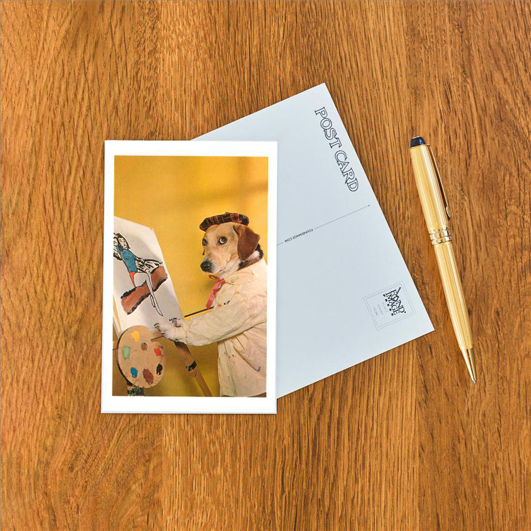 Postcard - Dog at Easel