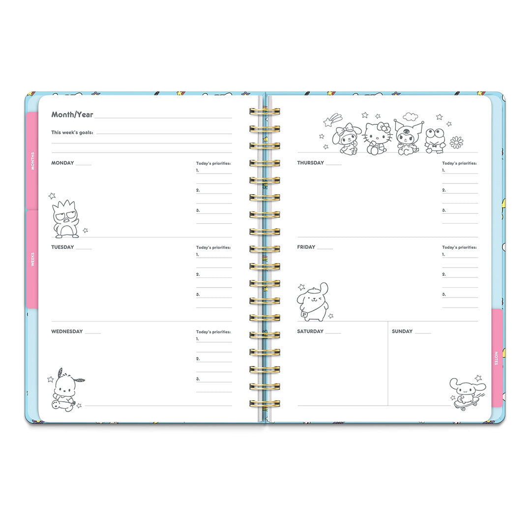 NEW Hello Kitty and Friends College Blue Undated Tri-Tab Planner