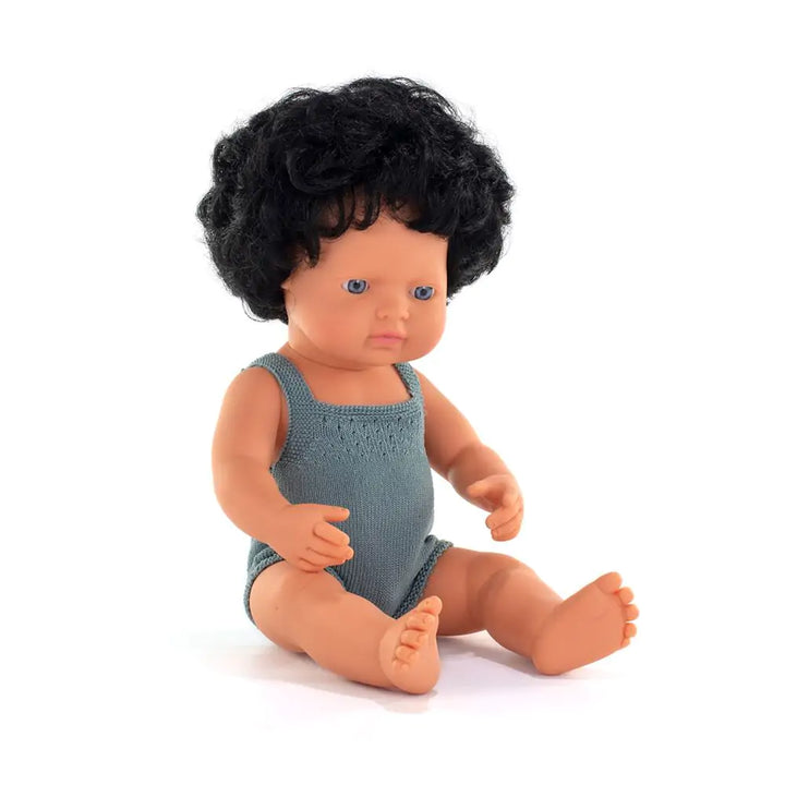 Doll Caucasian- Curly Black Hair