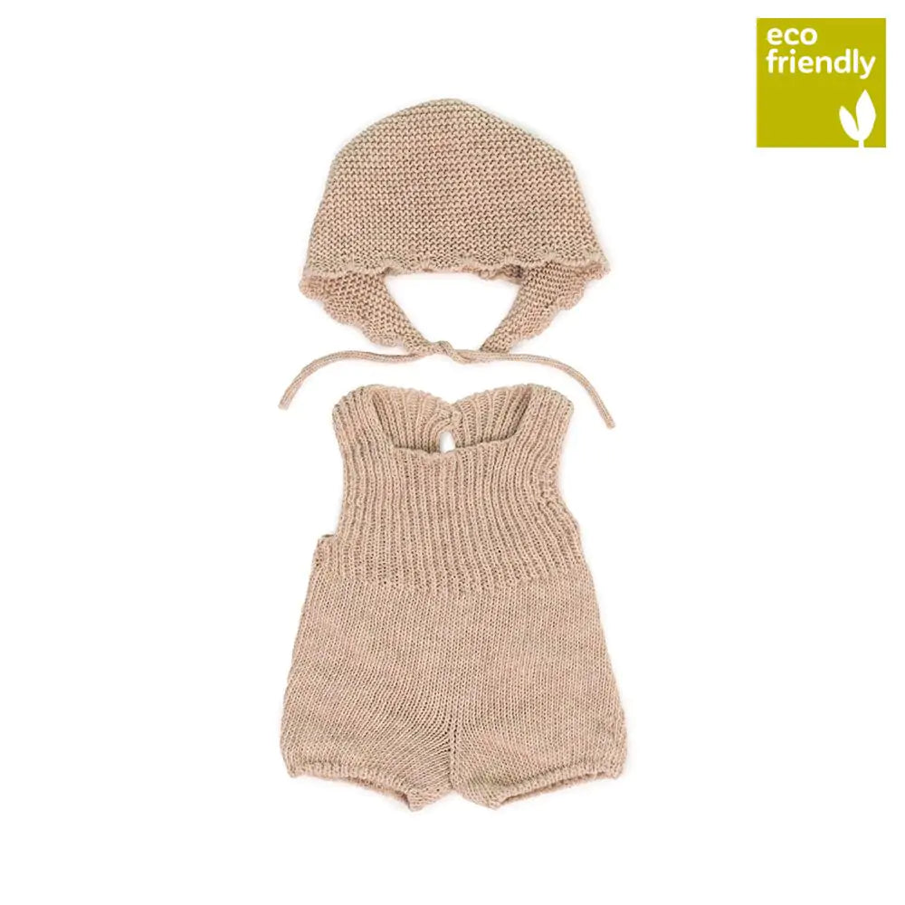 NEW Doll Clothing: Cream Knit Romper with Hat Knit Set 15"