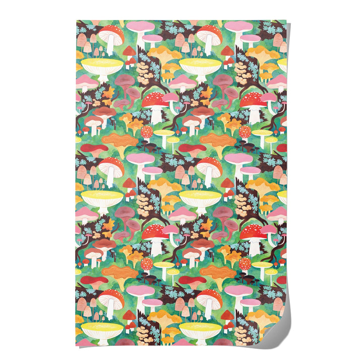 Woodland Mushrooms Wrapping Paper Roll- Set of 3 Wrapping Paper
