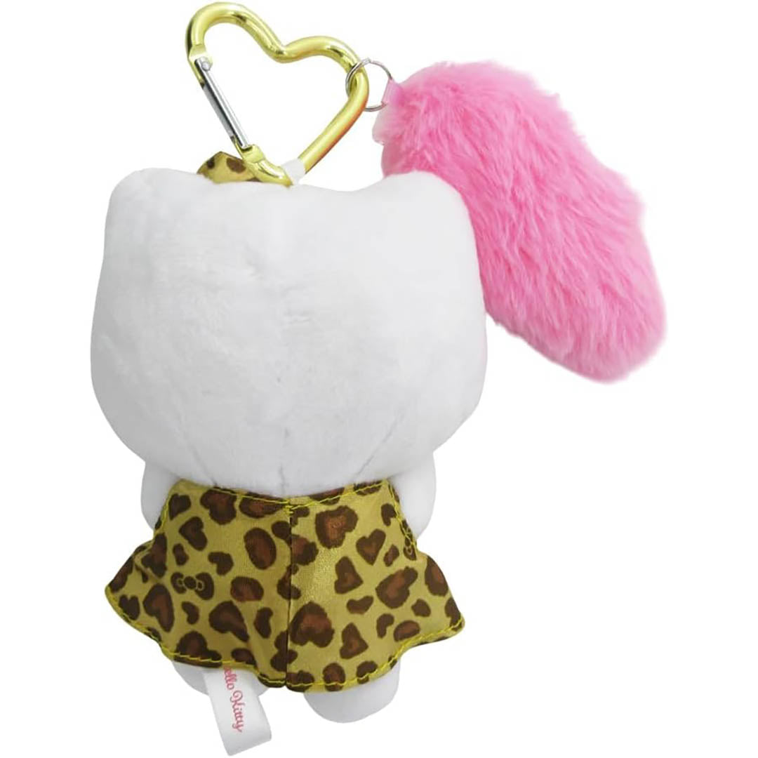 Official Sanrio Hello Kitty Tail Mascot Keychain Plush - Gold Leopard