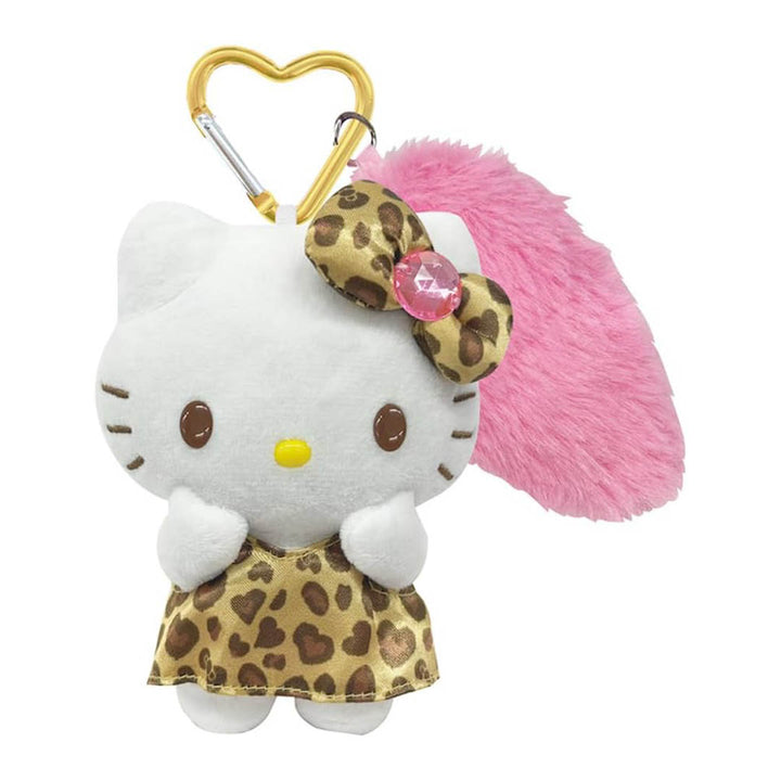 Official Sanrio Hello Kitty Tail Mascot Keychain Plush - Gold Leopard