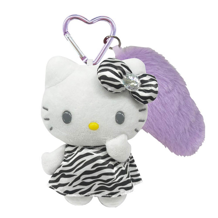 Official Sanrio Hello Kitty Tail Mascot Keychain Plush - Zebra