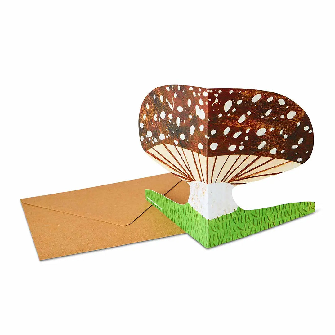 Brown Mushroom Shaped Greeting Card