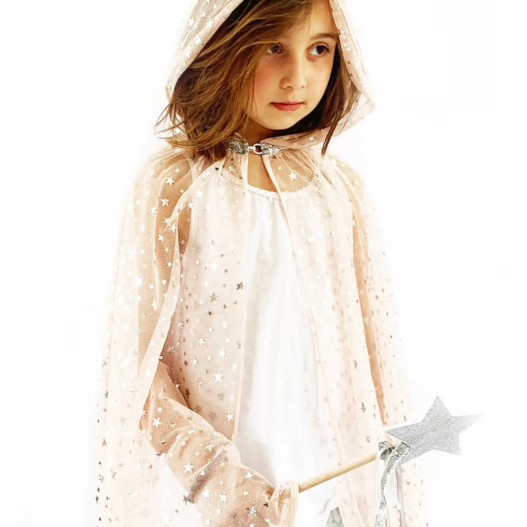 Pink Fairy Cloak with Silver Stars