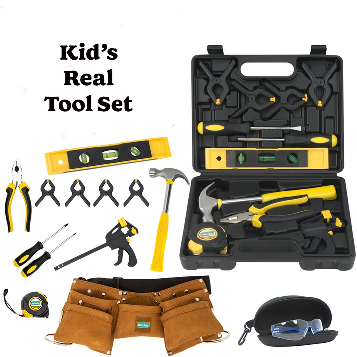 Kids Deluxe Tool Set with Leather Tool Belt