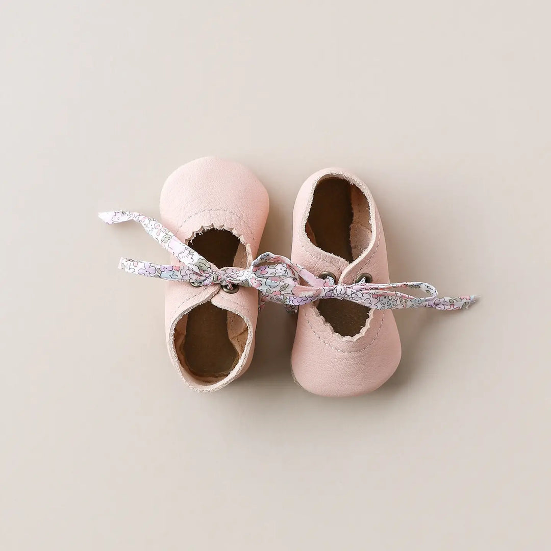 Tie Baby Mary Janes in Blush