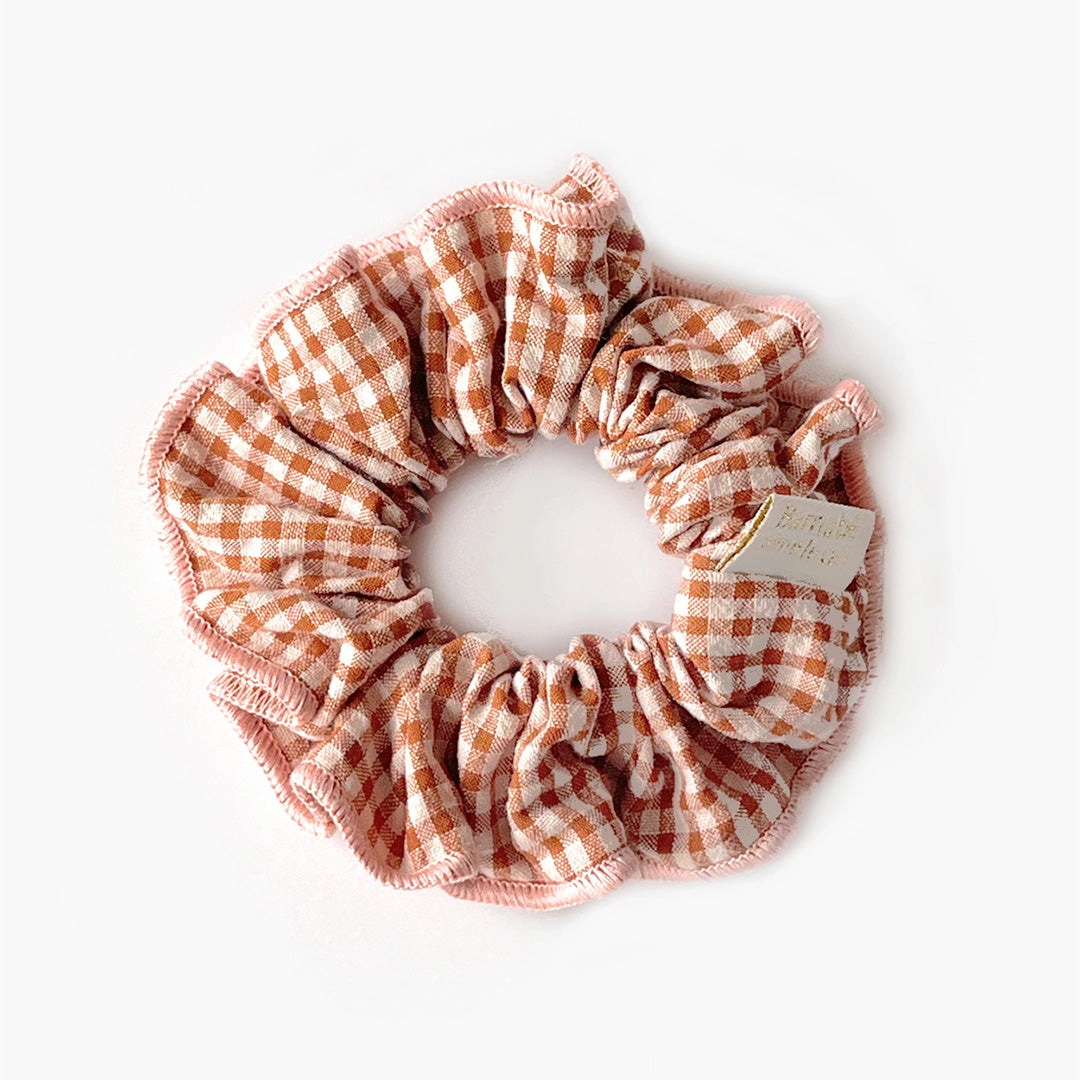 NEW Gingham Fabric Hair Scrunchie - Gingerbread