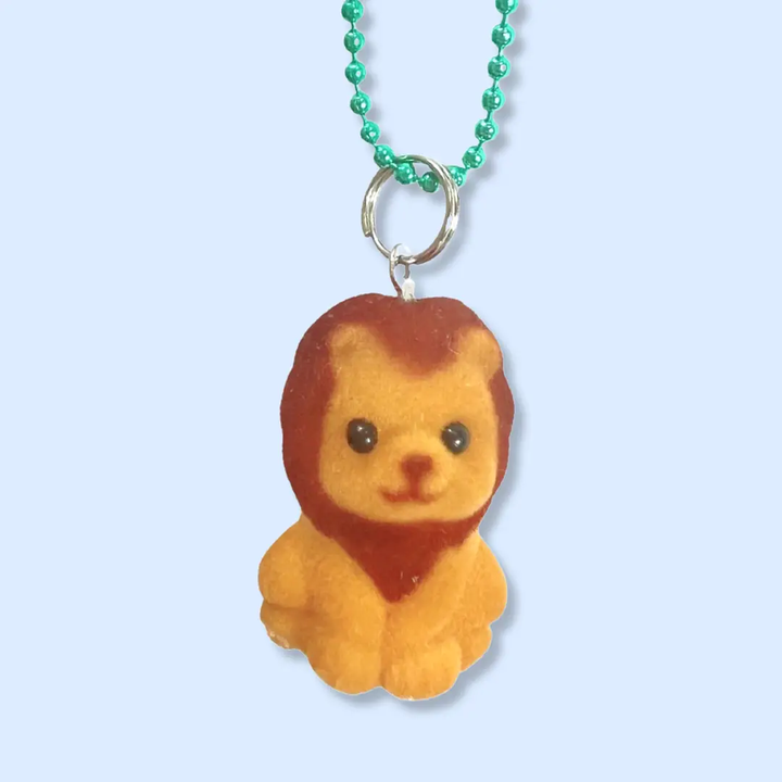 NEW Pop Cutie 90's Fuzzy Animal Necklace- Lion